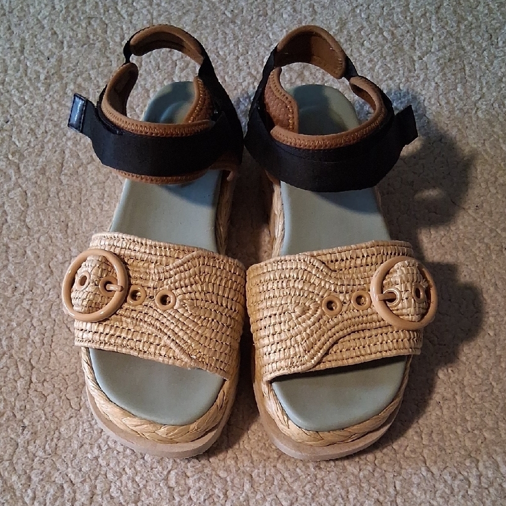 Kate Spade NY Acapulco Black and Cream Woven Sandals